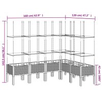 vidaXL Pflanzk&uuml;bel mit Rankgitter Grau 160x120x142,5 cm PP