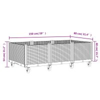 vidaXL Pflanzkasten mit Rollen Wei&szlig; 150x80x54 cm PP