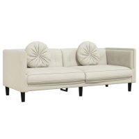 vidaXL Sofa mit Kissen 3-Sitzer Creme Samt