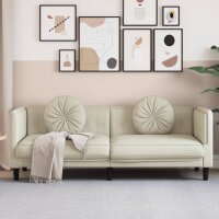 vidaXL Sofa mit Kissen 3-Sitzer Creme Samt