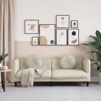 vidaXL Sofa mit Kissen 3-Sitzer Creme Samt