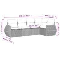 vidaXL 5-tlg. Garten-Sofagarnitur mit Kissen Schwarz Poly Rattan