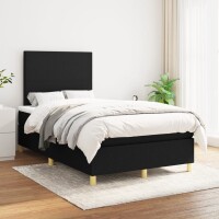 vidaXL Boxspringbett mit Matratze Schwarz 120x190 cm Stoff