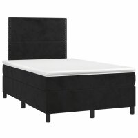 vidaXL Boxspringbett mit Matratze Schwarz 120x190 cm Samt