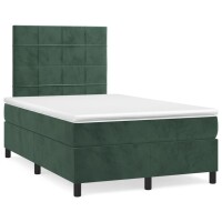 vidaXL Boxspringbett mit Matratze Dunkelgr&uuml;n 120x190 cm Samt