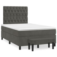 vidaXL Boxspringbett mit Matratze Dunkelgr&uuml;n 120x190 cm Samt