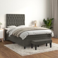 vidaXL Boxspringbett mit Matratze Dunkelgr&uuml;n 120x190 cm Samt