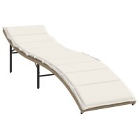 vidaXL Sonnenliegen 2 Stk. mit Tisch Beige Poly Rattan