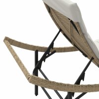 vidaXL Sonnenliegen 2 Stk. mit Tisch Beige Poly Rattan