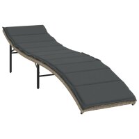 vidaXL Sonnenliegen 2 Stk. mit Tisch Hellgrau Poly Rattan