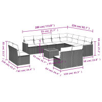 vidaXL 13-tlg. Garten-Sofagarnitur mit Kissen Schwarz Poly Rattan