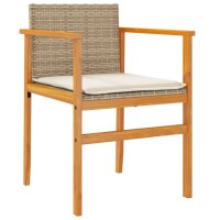 vidaXL Gartenst&uuml;hle mit Kissen 2 Stk. Beige Poly Rattan Massivholz