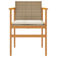 vidaXL Gartenst&uuml;hle mit Kissen 2 Stk. Beige Poly Rattan Massivholz