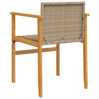 vidaXL Gartenst&uuml;hle mit Kissen 2 Stk. Beige Poly Rattan Massivholz