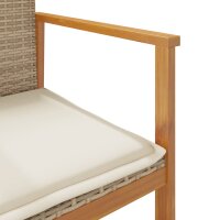 vidaXL Gartenst&uuml;hle mit Kissen 2 Stk. Beige Poly Rattan Massivholz