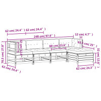 vidaXL 5-tlg. Garten-Lounge-Set mit Kissen Wei&szlig; Massivholz Kiefer