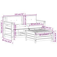 vidaXL 3-tlg. Garten-Lounge-Set mit Kissen Massivholz Kiefer