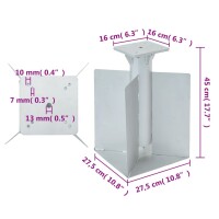 vidaXL Bodenh&uuml;lse f&uuml;r Sonnenschirm Silbern 27,5x27,5x45 cm Stahl