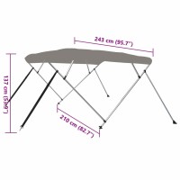 vidaXL 4-Bow Bimini-Top Grau 236x228x127 cm