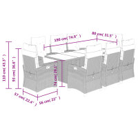 vidaXL 9-tlg. Garten-Essgruppe mit Kissen Beige Poly Rattan