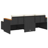 vidaXL 3-tlg. Garten-Sofagarnitur mit Kissen Schwarz Poly Rattan