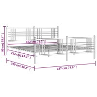 vidaXL Bettgestell mit Kopf- und Fu&szlig;teil Metall Wei&szlig; 183x213 cm