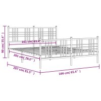 vidaXL Bettgestell mit Kopf- und Fu&szlig;teil Metall Wei&szlig; 160x200 cm