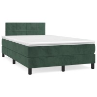 vidaXL Boxspringbett mit Matratze Dunkelgr&uuml;n 120x190 cm Samt