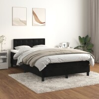 vidaXL Boxspringbett mit Matratze Schwarz 120x190 cm Samt