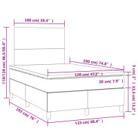 vidaXL Boxspringbett mit Matratze Dunkelgrau 120x190 cm Stoff