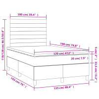 vidaXL Boxspringbett mit Matratze Schwarz 120x190 cm Samt