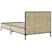 vidaXL Bettgestell Sonoma-Eiche 90x200 cm Holzwerkstoff und Metall