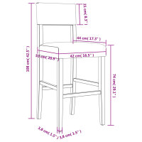 vidaXL Barst&uuml;hle 2 Stk. Massivholz Gummibaum und Kunstleder