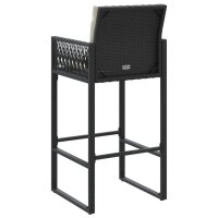 vidaXL Garten-Barhocker mit Kissen 2 Stk. Schwarz Poly Rattan