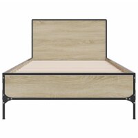 vidaXL Bettgestell Sonoma-Eiche 75x190 cm Holzwerkstoff und Metall