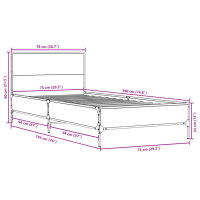 vidaXL Bettgestell Sonoma-Eiche 75x190 cm Holzwerkstoff und Metall