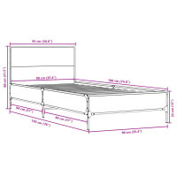 vidaXL Bettgestell Braun Eichen-Optik 90x190 cm Holzwerkstoff Metall