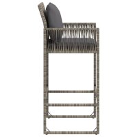 vidaXL Garten-Barhocker mit Kissen 2 Stk. Grau Poly Rattan