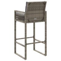 vidaXL Garten-Barhocker mit Kissen 2 Stk. Grau Poly Rattan