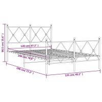 vidaXL Bettgestell mit Kopf- und Fu&szlig;teil Metall Schwarz 120x190 cm