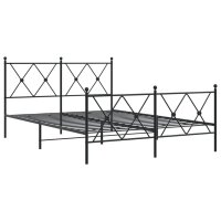 vidaXL Bettgestell mit Kopf- und Fu&szlig;teil Metall Schwarz 140x190 cm