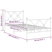 vidaXL Bettgestell mit Kopf- und Fu&szlig;teil Metall Wei&szlig; 90x200 cm