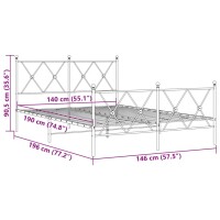 vidaXL Bettgestell mit Kopf- und Fu&szlig;teil Metall Wei&szlig; 140x190 cm