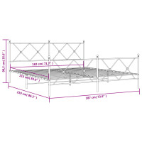 vidaXL Bettgestell mit Kopf- und Fu&szlig;teil Metall Wei&szlig; 183x213 cm