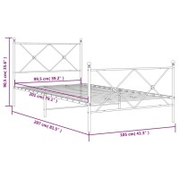 vidaXL Bettgestell mit Kopf- und Fu&szlig;teil Metall Schwarz 100x200 cm