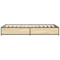 vidaXL Bettgestell Sonoma-Eiche 100x200 cm Holzwerkstoff und Metall