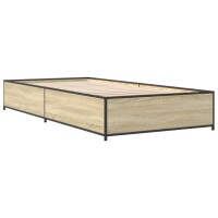 vidaXL Bettgestell Sonoma-Eiche 100x200 cm Holzwerkstoff und Metall