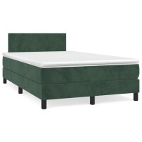 vidaXL Boxspringbett mit Matratze &amp; LED Dunkelgr&uuml;n 120x190 cm Samt