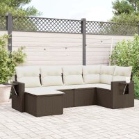 vidaXL 6-tlg. Garten-Sofagarnitur mit Kissen Braun Poly Rattan