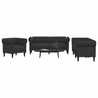 vidaXL 3-tlg. Sofagarnitur Schwarz Stoff